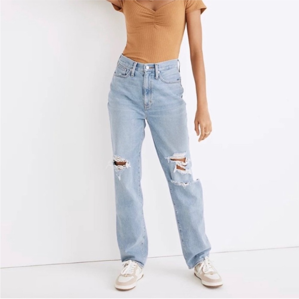 Madewell Baggy Straight Jeans in Earlhurst Wash: Ripped Edition ND550 Size29